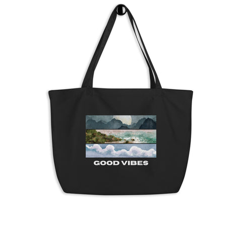 Large Good Vibes Pretty Skies tote bag